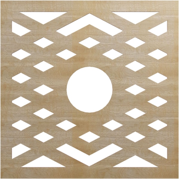Ekena Millwork Chevron Wood Fretwork Pierced Ceiling Medallion, Hickory, 28"OD x 7 1/4"ID x 3/8"T CMWP28X28X0375CHHI - main
